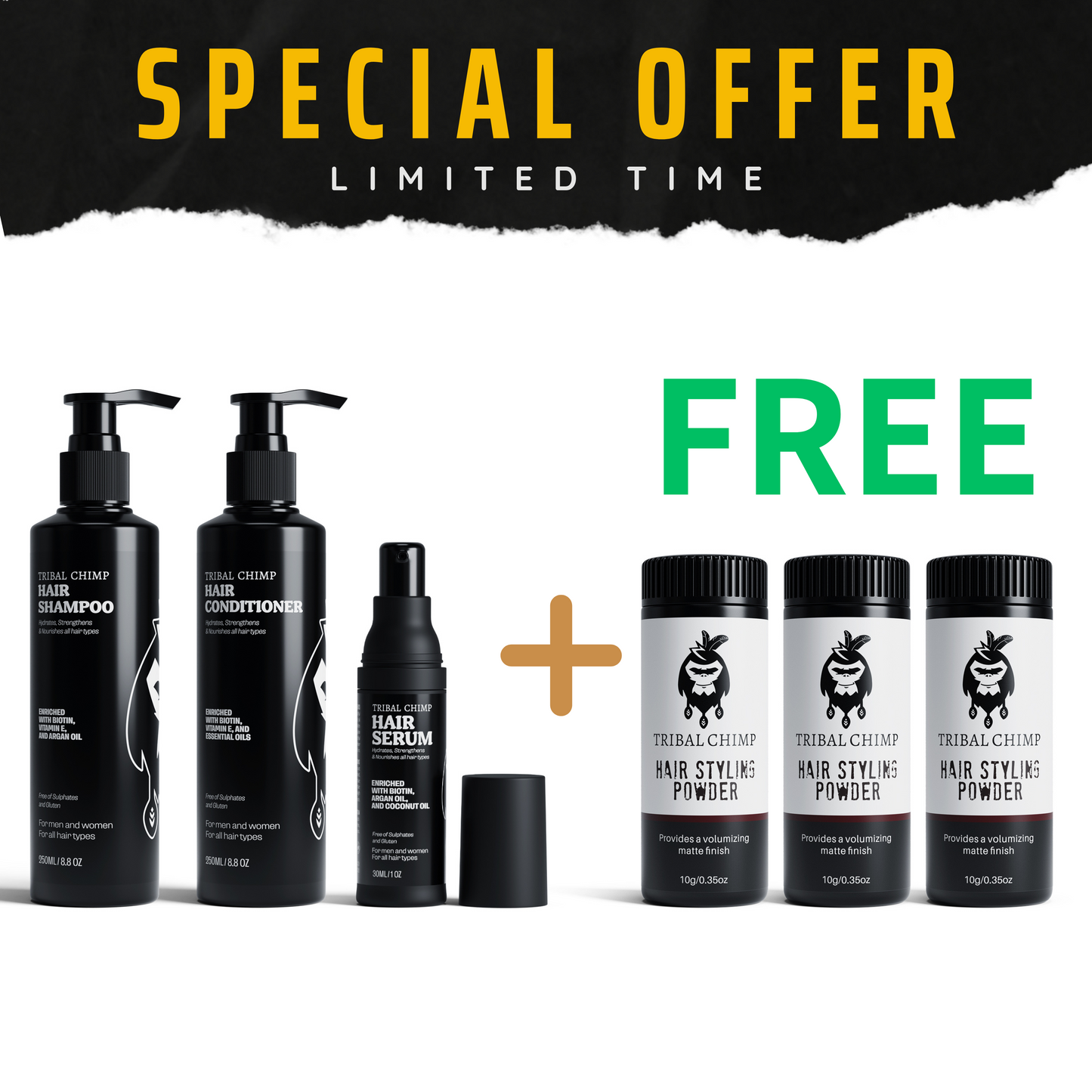 Hair Care Kit + 3PC Hair Styling Powder Free