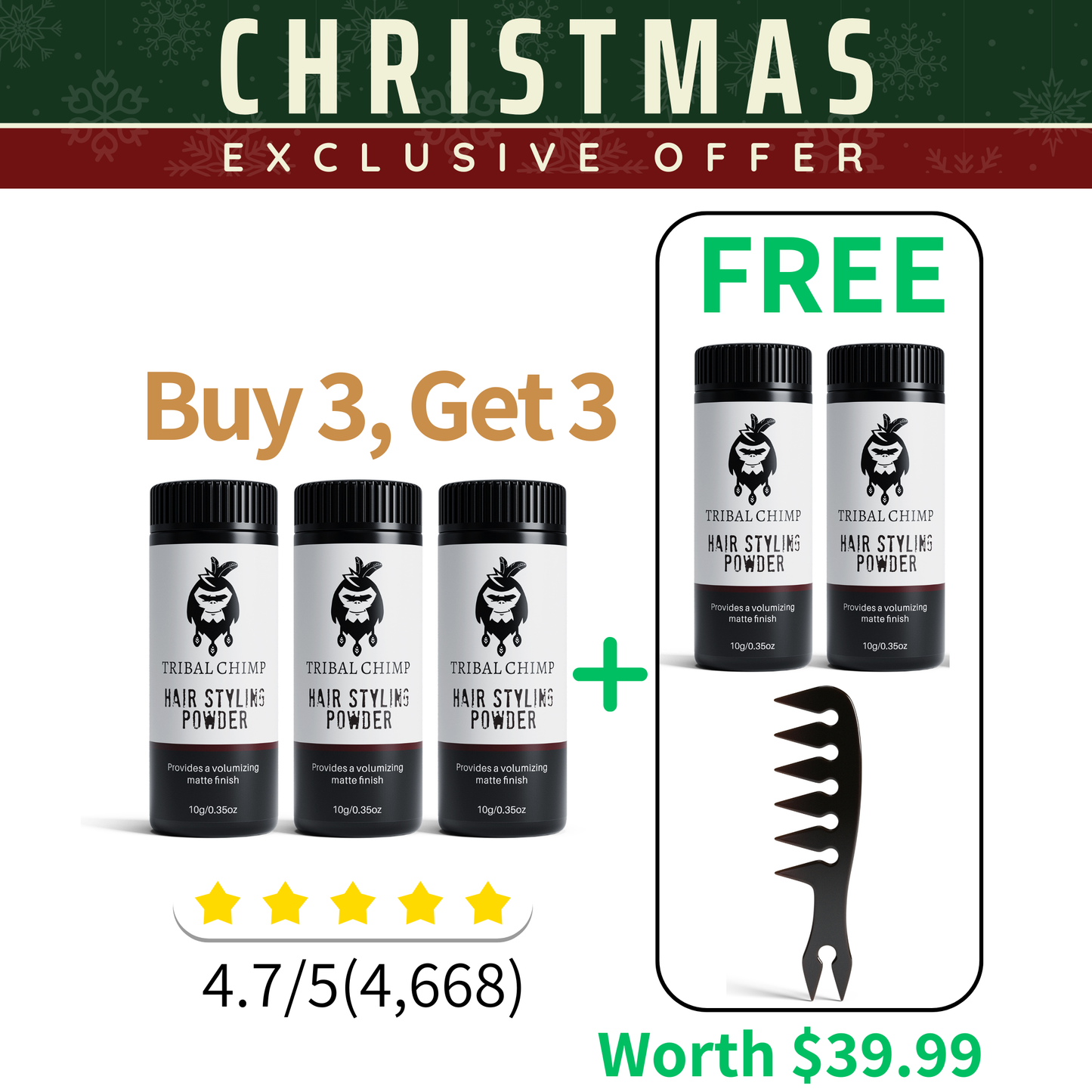 Hair Styling Powder - Buy 3 Get 3 - Christmas Exclusive