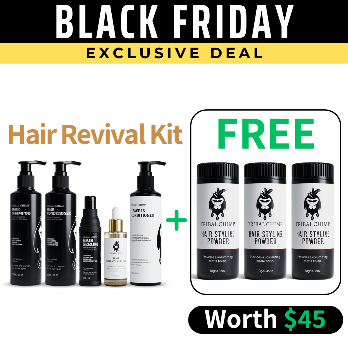 Hair Revival Kit + 3 Pcs FREE Hair Styling Powder - Black Friday Exclusive