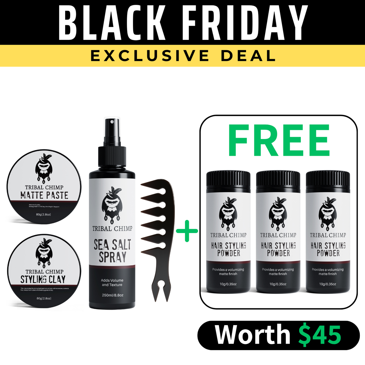 Hair Styling Essentials + 3 Pcs FREE Hair Styling Powder | Black Friday Exclusive